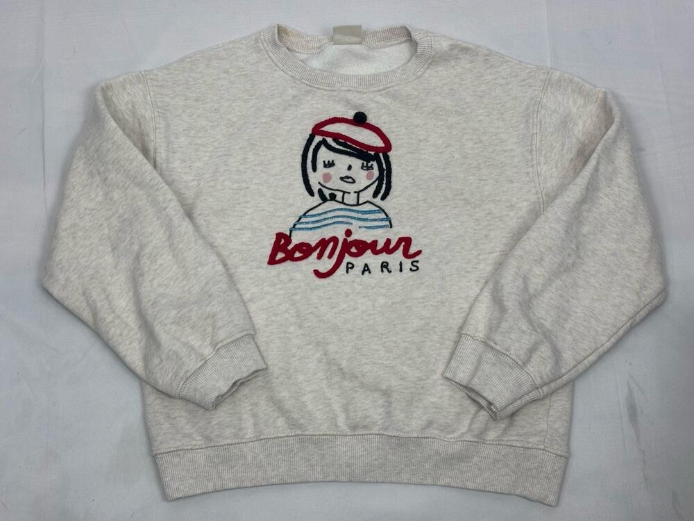 Zara Girls Bonjour Paris French Girl Sweatshirt Pullover Crewneck Size 10